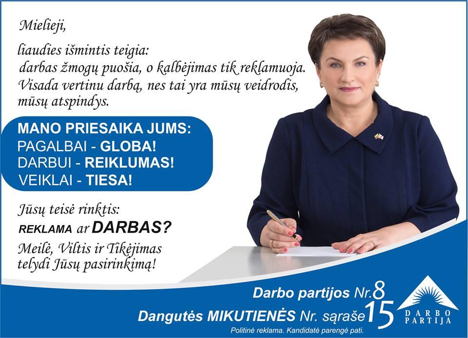 Kandidatė į LR Seimą Dangutė Mikutienė