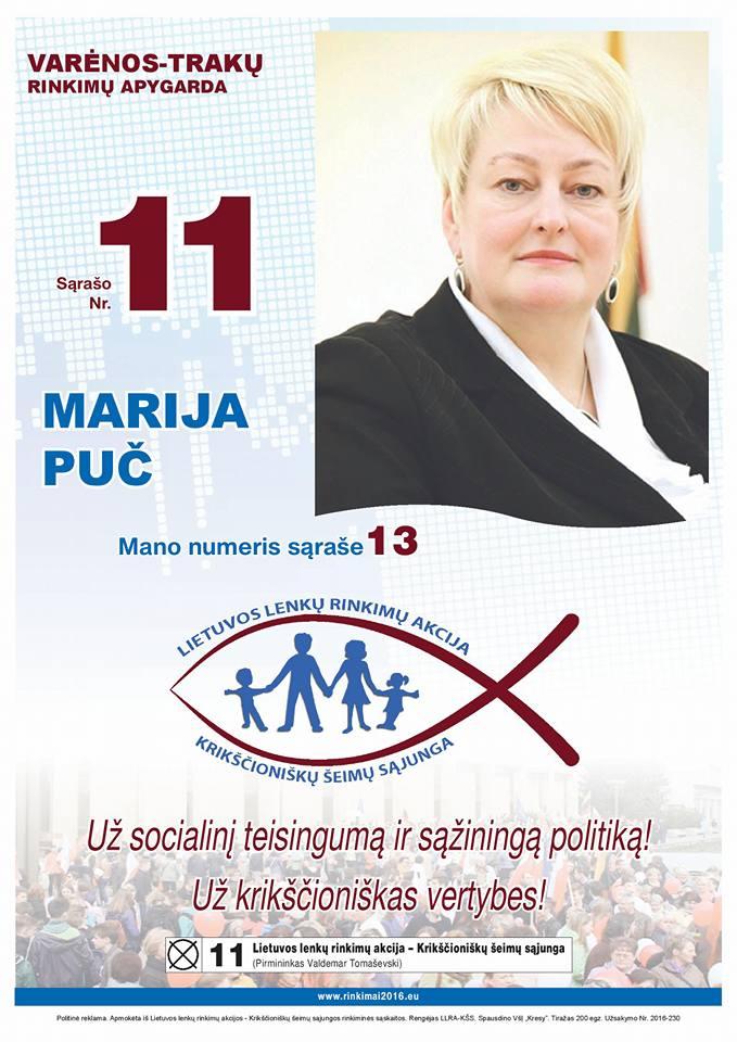 Kandidatė į LR Seimą Marija Puč