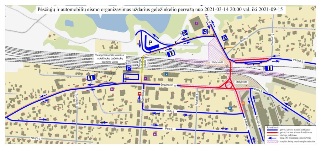 Kovo 14 d. bus uždaroma Lentvario geležinkelio pervaža