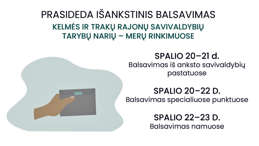 Spalio 24 d. – pakartotinis balsavimas Kelmės ir Trakų rajonų savivaldybių tarybų narių – merų rinkimuose