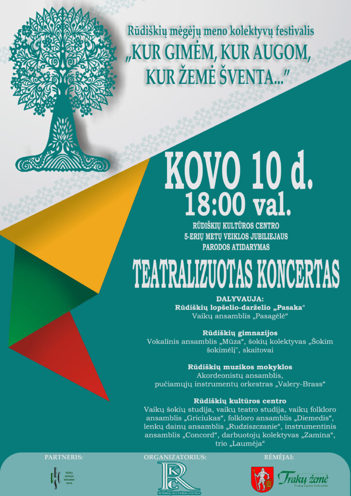Kviečiame į Rūdiškių mėgėjų meno festivalį „Kur gimėm, kur augom, kur žemė šventa…“