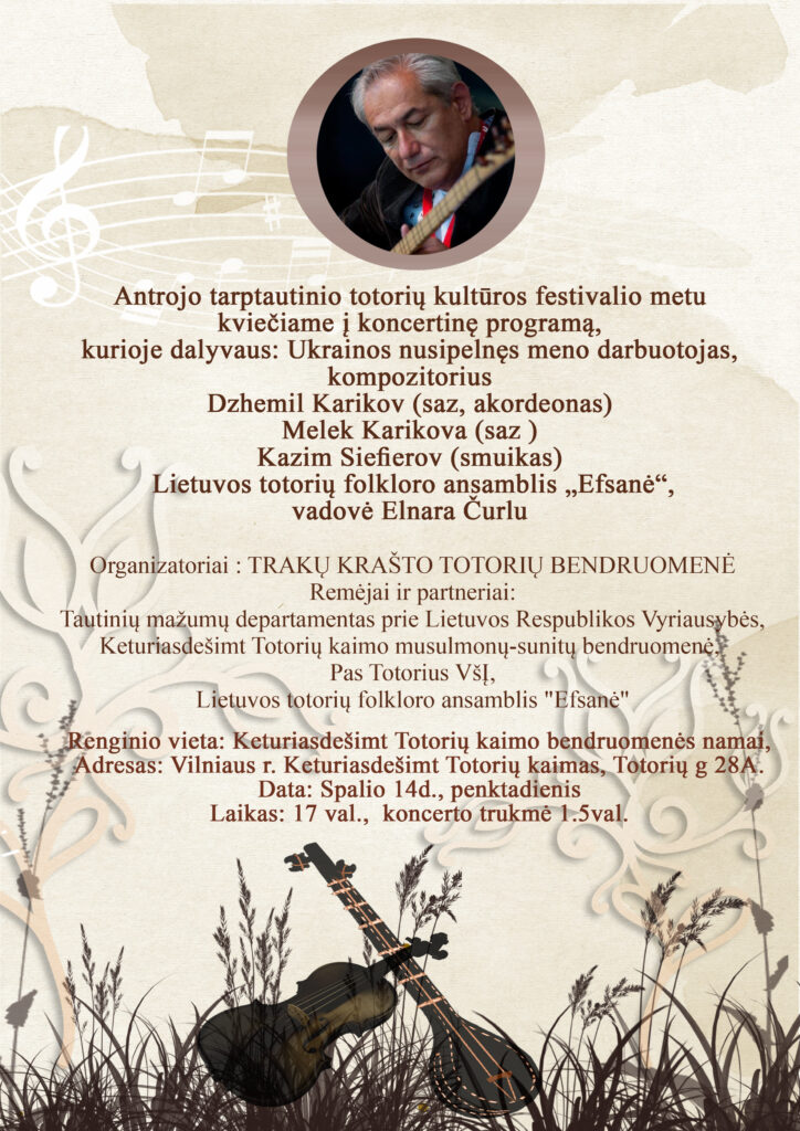 Vienas žymiausių Krymo totorių – kompozitorius, Krymo totorių folkloro žinovas Jemilis Karikovas – Lietuvoje