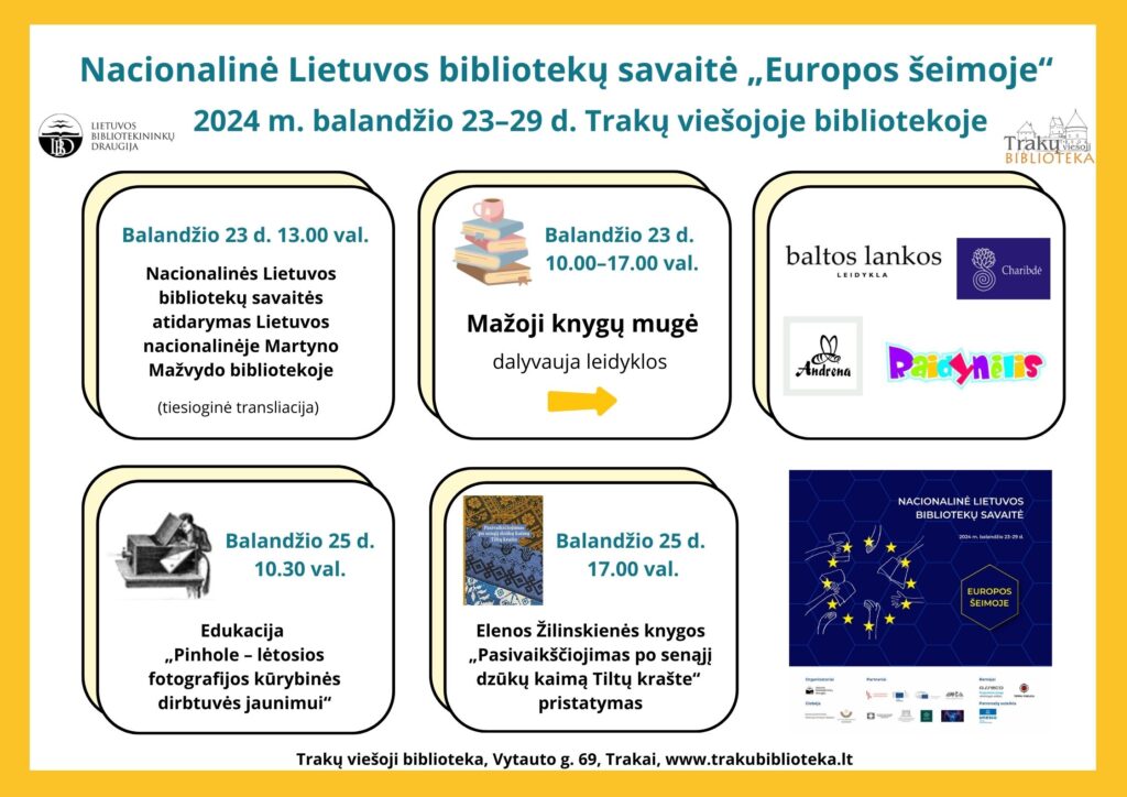 Trakų viešoji biblioteka kviečia švęsti Nacionalinę Lietuvos bibliotekų savaitę
