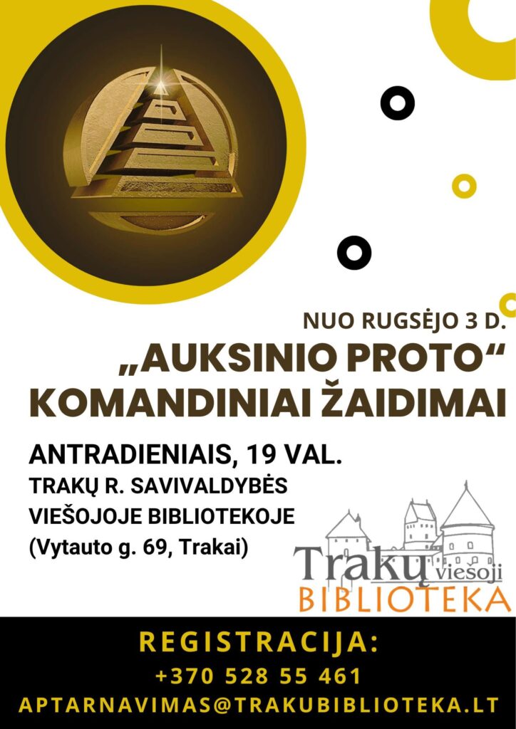 Nuo rugsėjo kviečiame dalyvauti „Auksinio proto“ žaidime!